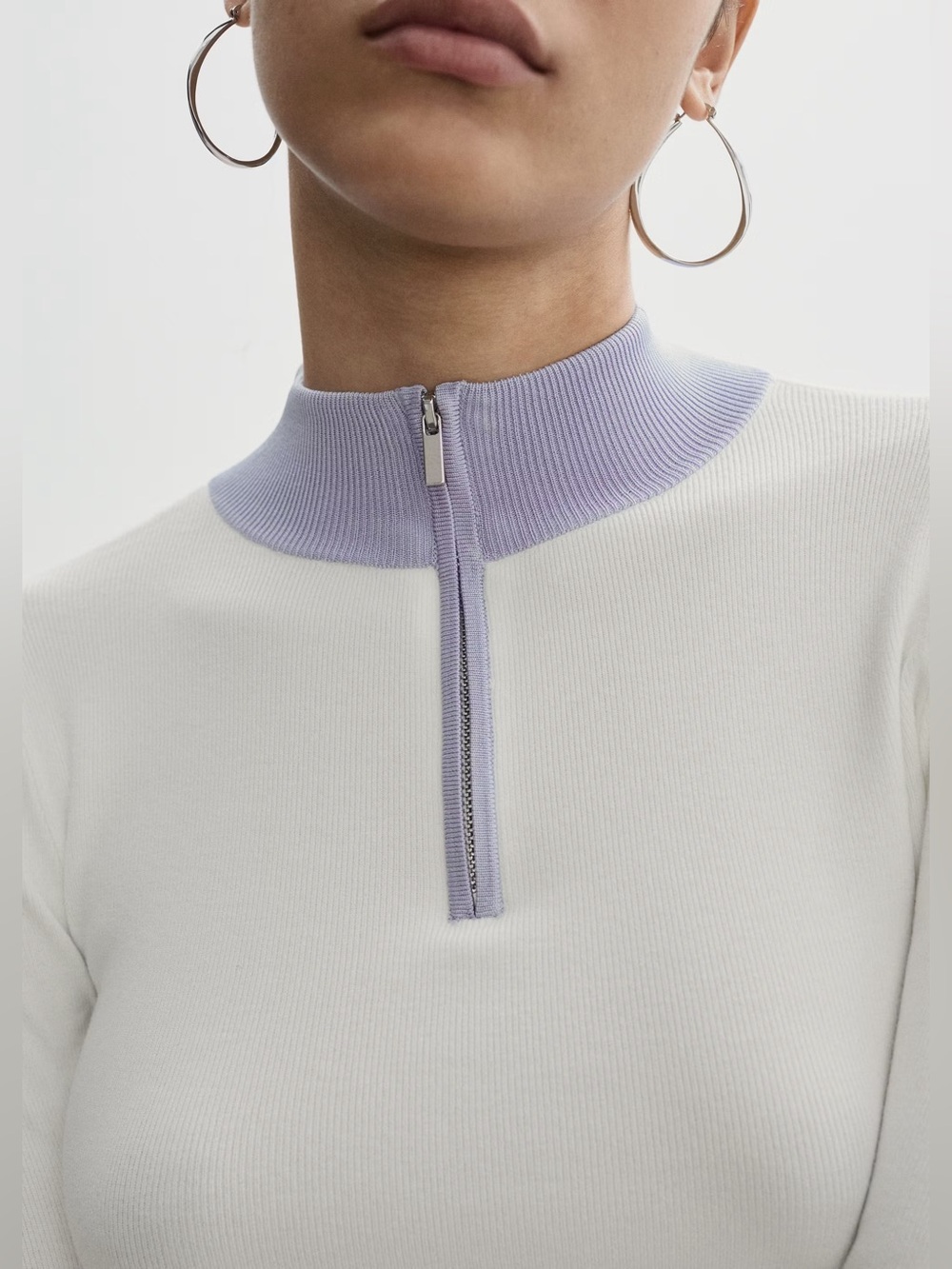 Mango White zip-neck jumper NWT - Picture 5 of 6
